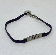 Vintage Leather Metal Bracelet “Faith” Pray For Us Charm 8” Jewelry Decor 7 picture