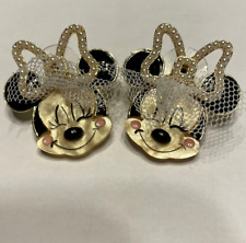 Vintage Disney BaubleBar Minnie Mouse Earrings Faux Pearl Bow Tulle Veil Bridal picture