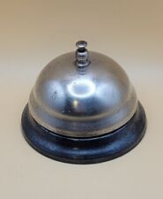 Vintage Silver & Black Metal Front Desk Table Top Tap Bell (Some Rust)*WORKS*🛎 picture
