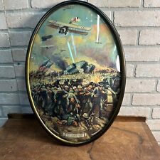 ANTIQUE 1918 WWI MILITARY WHY PEACE CAME BY LURCELLES PRINT PICTURE OVAL FRAME picture