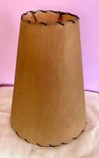 Rustic Oiled Kraft Clip-On Lamp Shade with Double Lacing -10