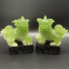 Green Chinese Foo Dogs on Black Stands 4.5” Tall picture