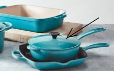 New Durable Le Creuset Cast Iron Handled Saucepan W/ Lid Turquoise Blue picture