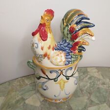 Fitz and Floyd Ricamo Rooster Canister Vintage Largest size 11