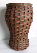 Longaberger 2008 Tall Basket Vase Rich Brown Olive Green Handwoven  picture