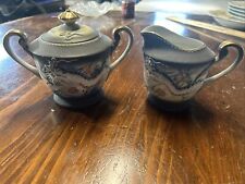 Vintage Moriage Hand Painted Dragonware Sugar and Creamer Set Made in Japan picture
