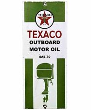VINTAGE TEXACO PORCELAIN SIGN TEXAS GASOLINE GAS STATION OUTBOARD MOTOR OIL PUMP picture