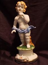 Antique Limoges Porcelain Angel  Putti Cherub with Cup Figurine Hand Painted picture