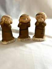 Vintage Monk Figurine Set  of 3 See Speak Hear No Evil F579 Japan Wise Friar  picture