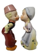 Vintage Set Of Adorable Handpainted Ceramic Kissing Dutch Boy & Girl Figurines   picture