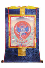 Tibetan Print Fabric Trim Deity Buddha Art Wall Scroll Thangka vs530  picture