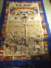 Vintage VE Day 50th Anniversary tea towel by Clive Mayor. 100% cotton picture