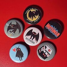 Lot of 6 Buttons MOTHMAN Pins Cryptid Supernatural Creature Paranormal WV FO76 picture
