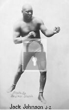 Jack Johnson Boxer Posing With Fists Reprint Postcard picture