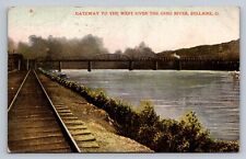 Postcard Ohio Bellaire Gateway to West Ohio River  Train Tracks 1913 G189 picture