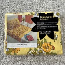 Vintage Tastemaker Floral Daisies Double Flat Sheet Retro NEW picture