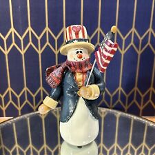 2000 Donna Little Vintage Patriotic Uncle Sam Snowman Figurine Enesco 6” picture