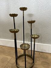 Vintage Brass and Black  Tiered Candle holder Candelabra MCM 6 Candles Tall picture