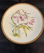 Rare Antique EJD Bodley Burslem Cabinet Plate with Hand Painted Orchids picture