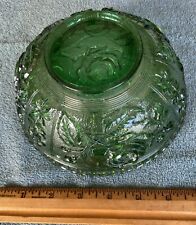 Imperial Antique Open Rose American Beauty Green Carnival Glass Bowl 1920’s NICE picture