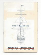 March 23, 1956 SS Independence First Class Passenger List American Export Lines picture
