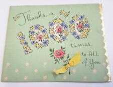 Norcross Thank You Unused Vintage Greeting Card Die Cut Front Flowers 25R1306 picture