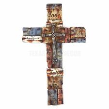 Inspirational Wall Cross Faith Hope Love Religious Hand Painted Polyresin 17 in picture