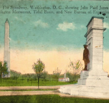 Postcard Washington D.C. John Paul Jones & Washington Monument, Tidal Basin picture