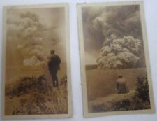 RARE SET OF 2 PHOTOS OF THE 1928 ERUPTION OF ACTIVE, HALEMAUMAU CRATER, HAWAII  picture