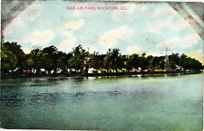 Harlem Park View from Rock River Rockford Illinois Divided Postcard c1908 picture