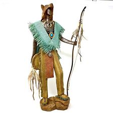 Native American Art Warrior With Bow And Shield 19” Tall Hand Made And Painted picture