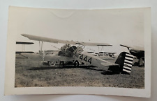Vintage ca 1930s B&W Photo Airplane Aircraft Plane biplane airfield 2.75 x 4.5