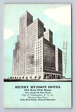 New York City, Henry Hudson Hotel, Advertising, Antique Vintage Postcard picture