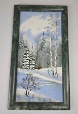 Russian Ural Jasper Picture Framed Stone Panel Hanging Winter Scene Signed picture