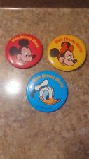 Vintage Walt Disney World Buttons Pins Donald Mickey And Minnie  picture