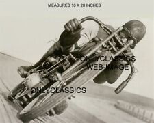1921 BOARDTRACK MOTORCYCLE RACING 100 M.P.H. HARLEY DAVIDSON RACER 16x20 PHOTO picture