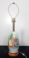 Vintage Fruit Scene Table Lamp Teak Base Accent Fruit Scene Table Lamp picture