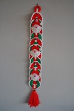 Vintage Crocheted Christmas Hanging Decoration w Santa Faces, Bells, Tassel picture