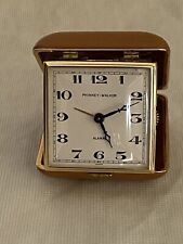 Vintage Phinney-Walker travel alarm clock, Glows In Dark Japan, Brown case Read picture