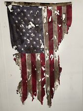 VTG Distressed Tattered damaged American Nylon Flag Art Wall Decor 3’X5’🇺🇸 picture