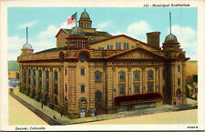 Vtg 1930's Municipal Auditorium Denver Colorado CO Linen Postcard picture