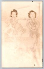 RPPC Two Women Ladies Heads on Hawaiian Dancing Body Outfits Humor Postcard picture