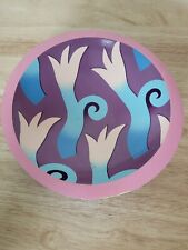 Wooden Dough Bowl HandPainted Jane Moore DeGraff 80's Vintage Double Sided OOK picture