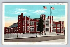 Salisbury MD-Maryland, Armory, Antique, Vintage c1946 Postcard picture