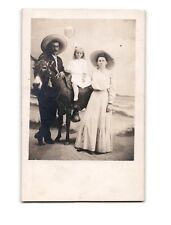 RPPC Vintage Early 1900s Seaside Studio, Donkey & Family Long Beach, CA picture