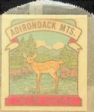 1950's ADIRONDACK MTS LUGGAGE STICKER WITH ORIGINAL ENVELOPE NEW YORK STATE-Z-19 picture