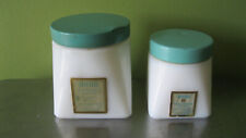 Lot Of 2 Vintage White Milk Glass AVON Cosmetic Jars picture