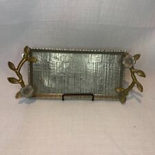 Silver & Gold Metal Leaf Handle Trinket / Serving Tray (M1) picture
