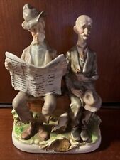 Capodimonte Giuseppe Cappe Men Sitting on Wall SUNDAY NEWS Figure 1962 picture