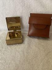 Ralph Lauren Gold Tone Trinket Box With Leather Case Pill Box picture
